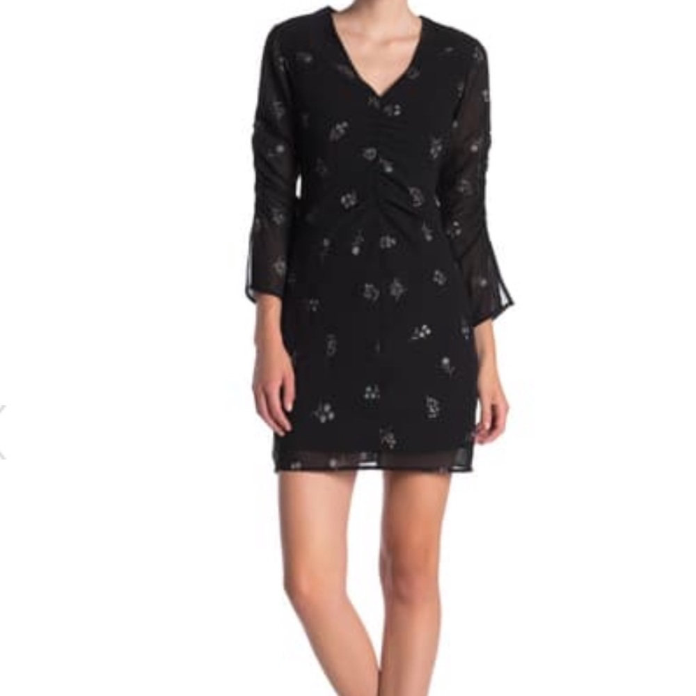 NWT Sam Edelman Ruched Sleeve Floral A-Line Dress, M